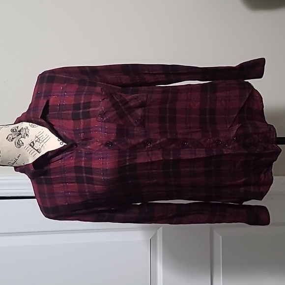 Rails Soft Metallic Plaid Hunter Button Down Shirt Top XS - Picture 2 of 10